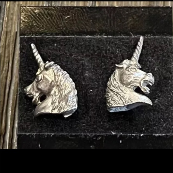Majestic Silver UNICORN Earrings Sterling Unicorns With Attitude Stud Earrings - Picture 1 of 5